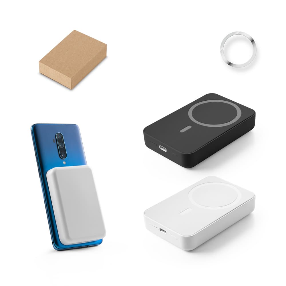 AMPERE 10. Bateria portátil magnética com carregador por indução super-rápido (10'000 mAh), em ABS 100% reciclado