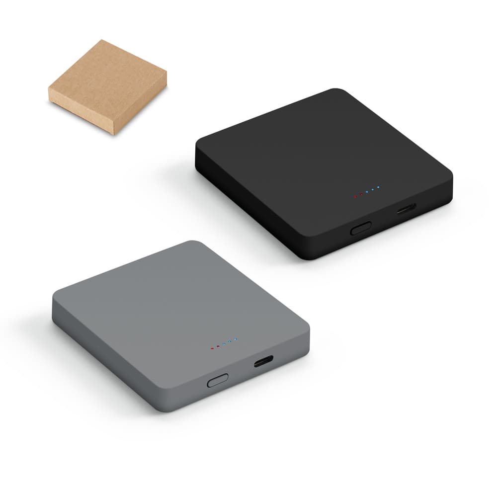 SMOOT 5. Bateria portátil com carregador por indução (wireless) em ABS 100% reciclado (5'000 mAh)