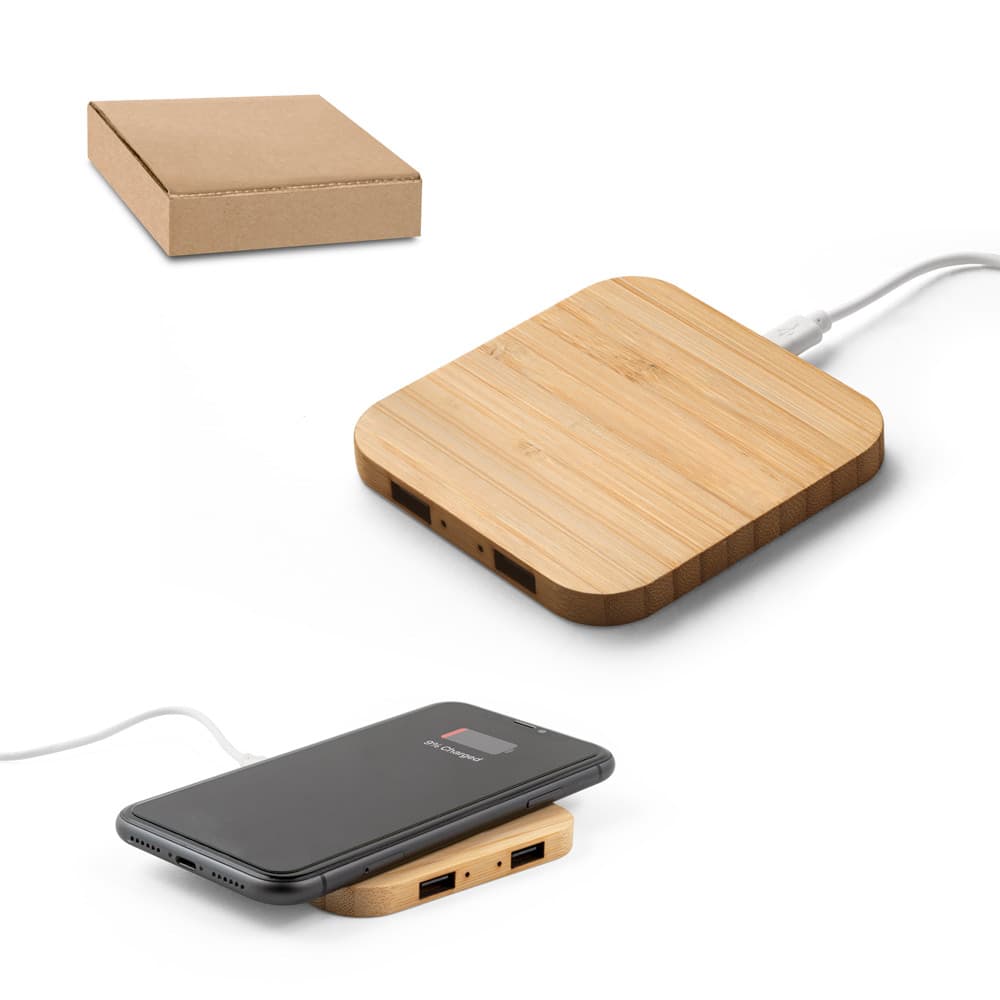 Carregador por Inducao Bambu 15w com Hub